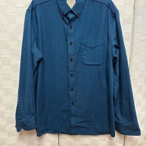 L.L. Bean Men's Houndstooth Blue Black Button-Down Long Sleeve Shirt Large